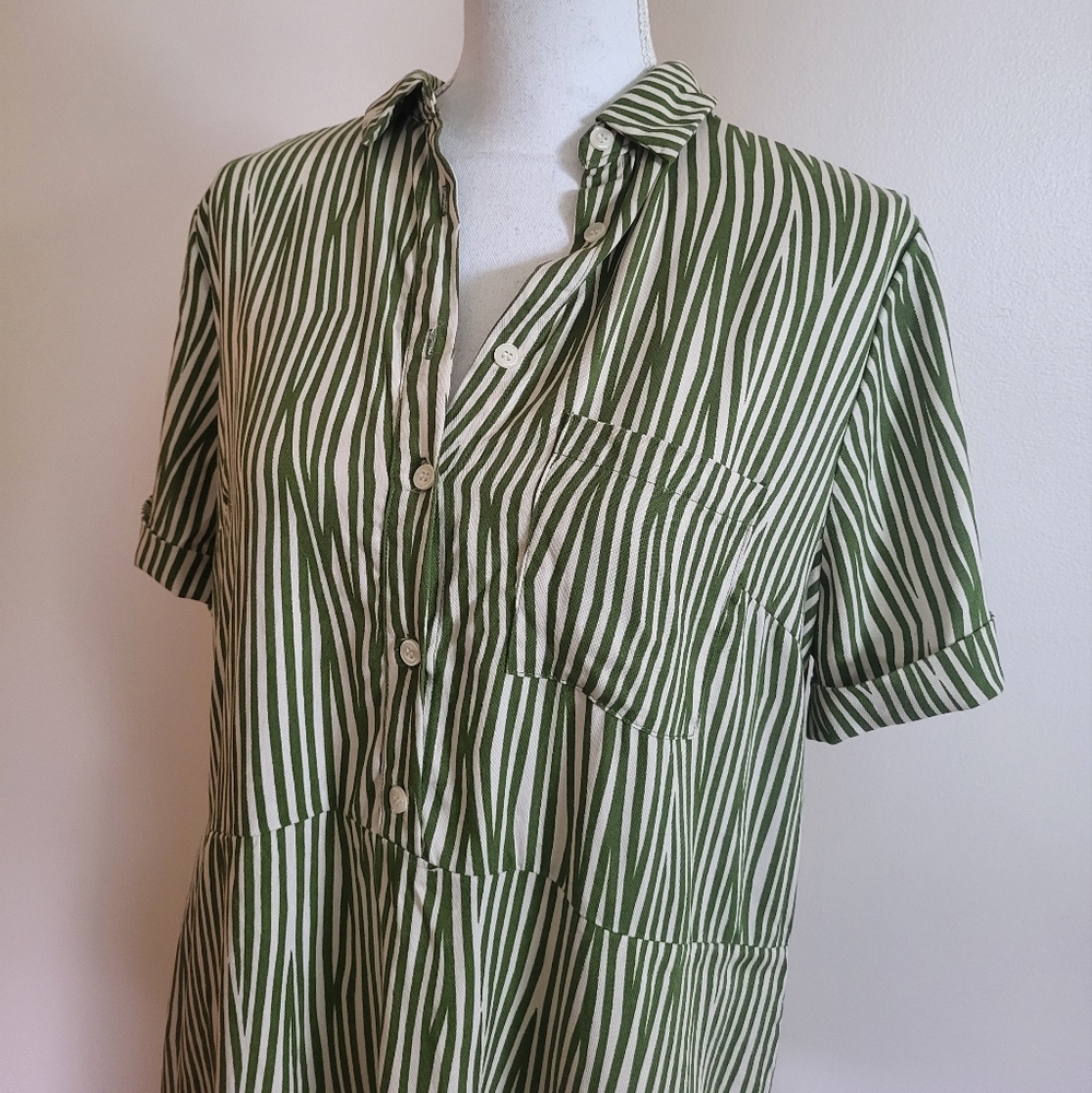 Nice Things Paloma S Printed Shirt Dress Green Size 10 - Picture 2 of 8